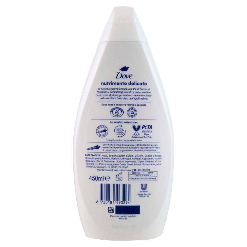 Dove bagnodoccia nutrimento delicato con olio di cocco e mandorle 450 ml